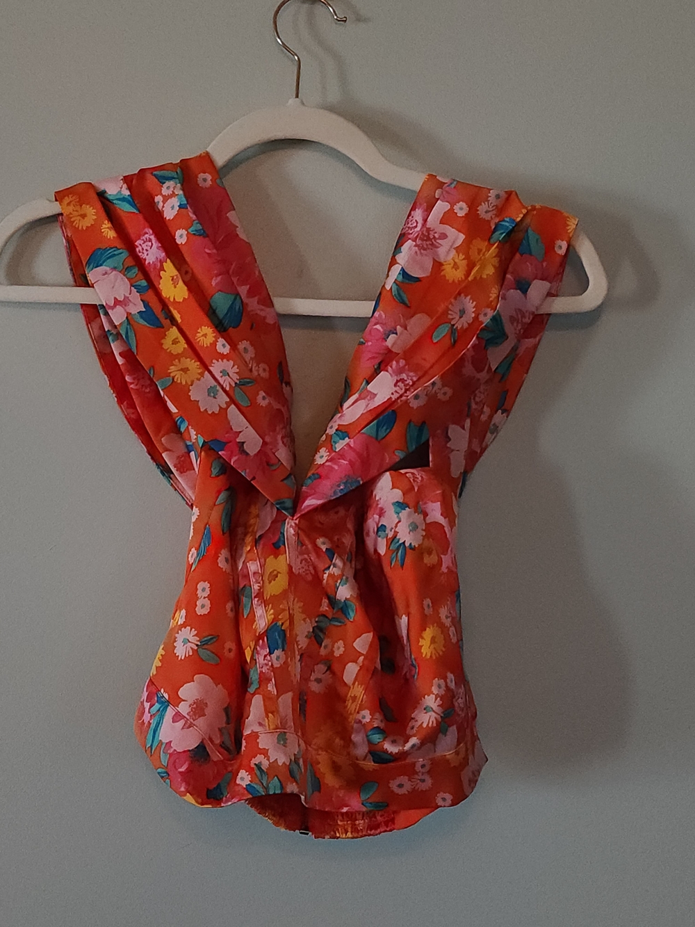 Sugarlips Coral Floral Knot-Front Cami